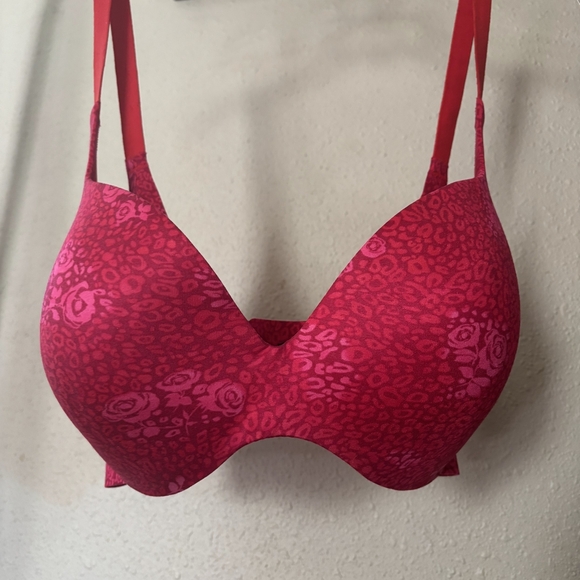 Victoria's Secret Vibrant Red and Pink Patterned Demi Bra - Picture 1 of 2